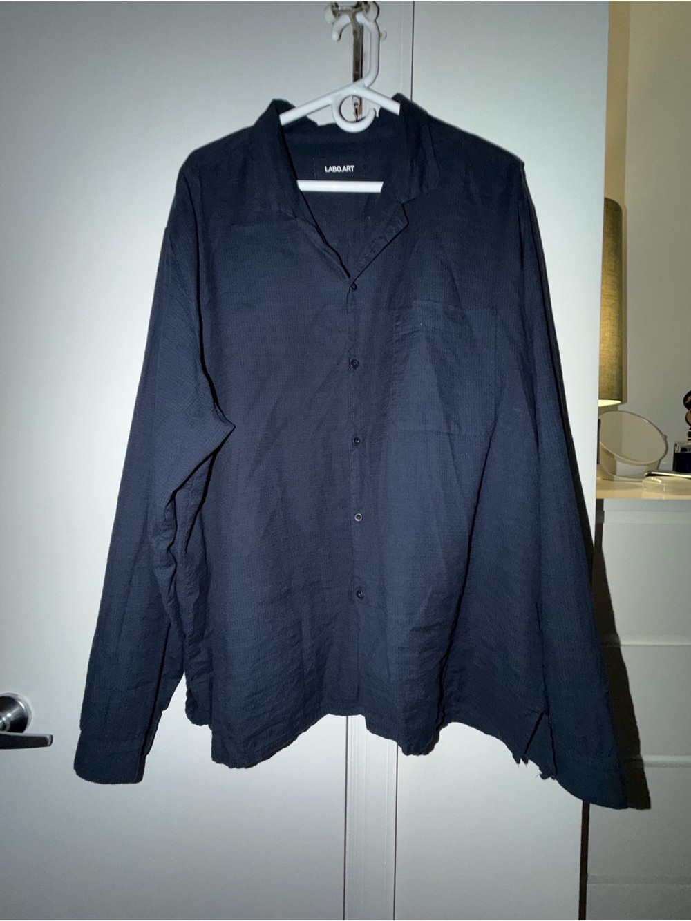 Men's Navy Button-Up Linen Shirt